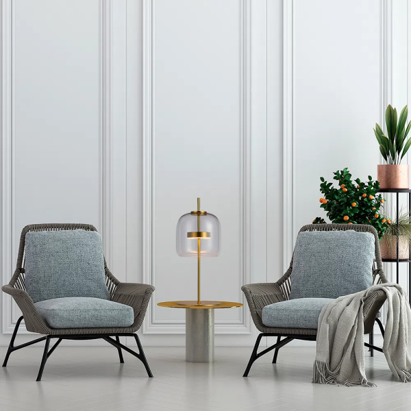 ABAJUR MIA DOURADO E TRANSPARENTE (D)26CM (A)56CM 1X1W 3000K 300LM LED