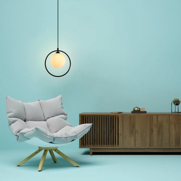 PENDENTE SFERA PRETO (D)26CM (A)3CM 5X5W G9