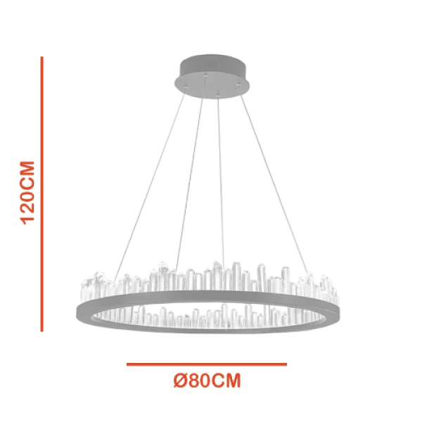 Pendente Roca Dourado E Transparente (D)80Cm (C)0Cm (L)0Cm (A)11Cm 1X36W 3000K 2160Lm Led - BC003G