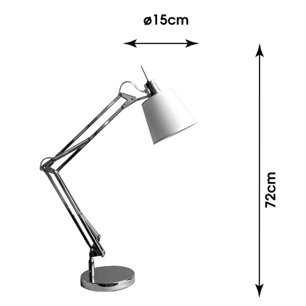 ABAJUR SCOPE CROMADO E BRANCO (D)15CM (A)72CM 1XE27 40W - HU3002C