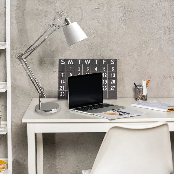 ABAJUR SCOPE CROMADO E BRANCO (D)15CM (A)72CM 1XE27 40W - HU3002C