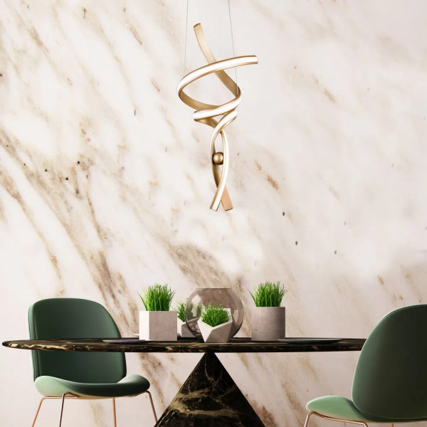 PENDENTE FLUIRE DOURADO 1X30W 3000K 1800LM - RE005