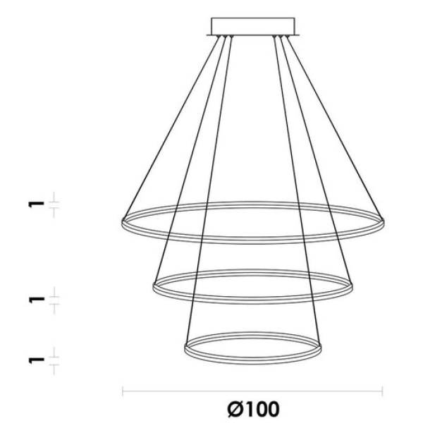 PENDENTE BIRDIE OVAL GOLD (D)60 + 80 + 100CM  3X45W 3000K  LED