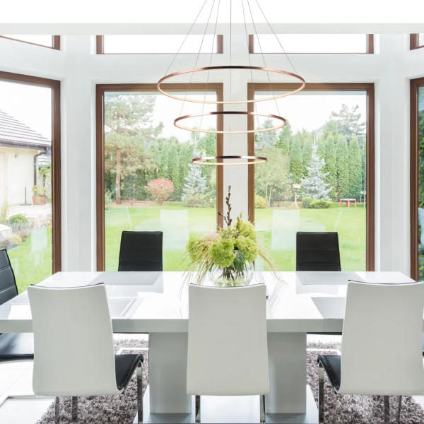 PENDENTE BIRDIE ROSE GOLD E BRANCO (D)80 + 60 + 40CM (A)42CM 17W + 13W + 9W - KW002E