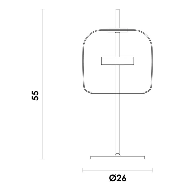 ABAJUR MIA DOURADO E TRANSPARENTE (D)26CM (A)56CM 1X1W 3000K 300LM LED