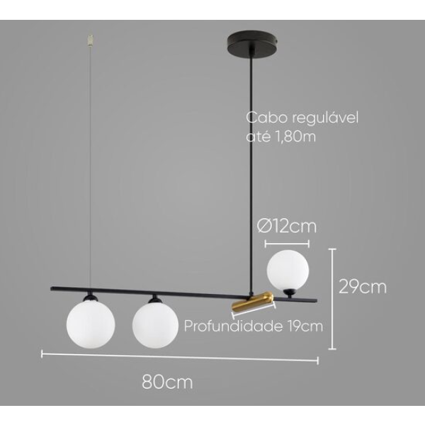 PENDENTE BAMBU PRETO E DOURADO (C)80CM (L)19CM (A)29CM 3XG9 75W - HL017SW