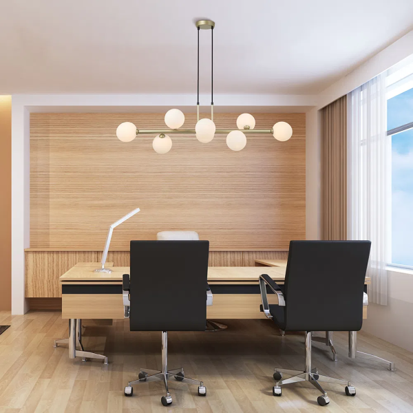 PENDENTE ABAPORU DOURADO E BRANCO (C)92CM (L)30CM (A)23CM 6XG9 150W - HL003W