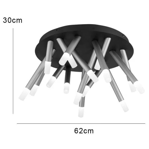 PLAFON DE SOBREPOR MANACÁ DOURADO E PRETO E BRANCO (D)62CM (A)30.5CM 16W + - BD001M