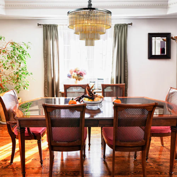 PENDENTE VIVI CROMADO E TRANSPARENTE (D)60CM (A)42CM  9XE14 360W