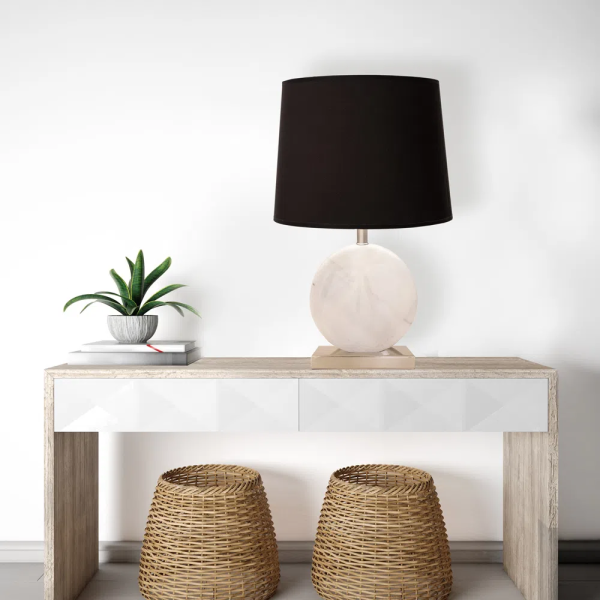 BASE PARA ABAJUR BIAGIO NICKEL E BRANCO (D)22CM (L)12CM (A)37CM 1XE27 40W - GL016WN