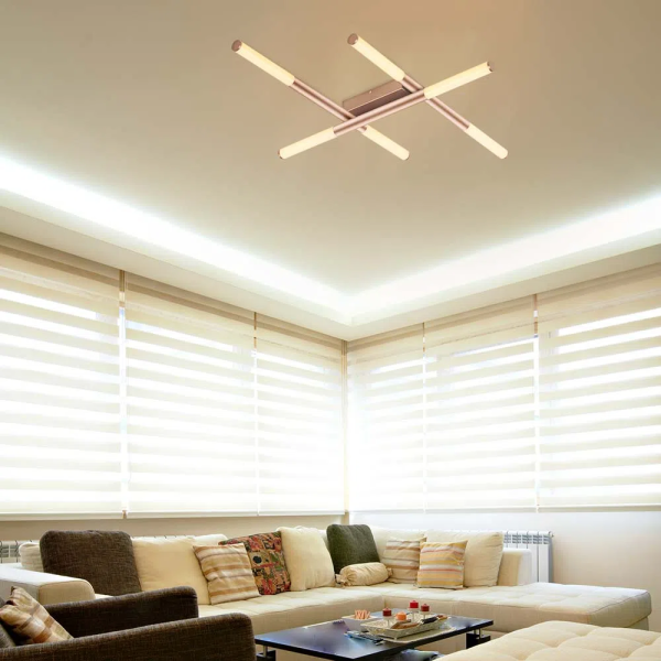 PLAFON DE SOBREPOR PALITO DOURADO (C)86CM (L)70CM (A)7CM 6X6W 2700K 1800LM - CD017