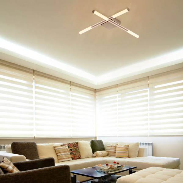 PLAFON DE SOBREPOR PALITO DOURADO (C)70CM (L)70CM (A)7CM 4X6W 2700K 1200LM - CD016