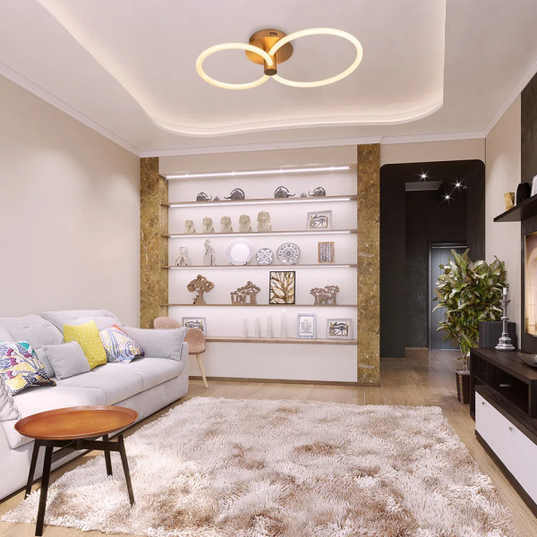 PLAFON CIRCOLO FRENCH GOLD E BRANCO (C)69CM (L)39CM (A)15CM 1X32,4W 3000K 1 - BB021