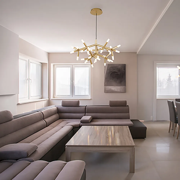 PENDENTE MANACA DOURADO E BRANCO (D)72CM 25X3W 3000K 4500LM - BD003S