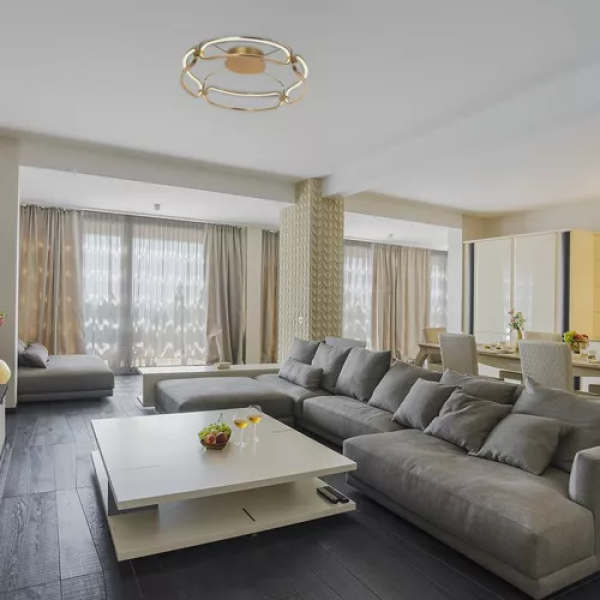 PLAFON DE SOBREPOR LUMINA DOURADO (D)60CM (A)17CM 1X45W 3000K 2250LM - BB016LG