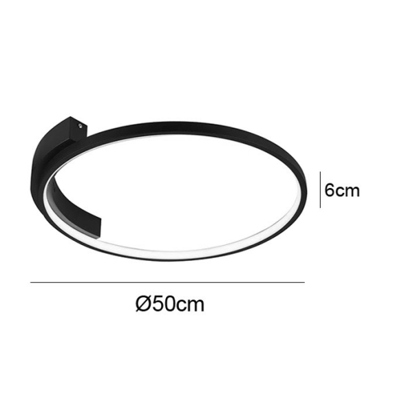 PLAFON DE SOBREPOR BAMBOLE PRETO (D)50CM (A)6CM 1X30W 3000K 1024LM - FO026LB