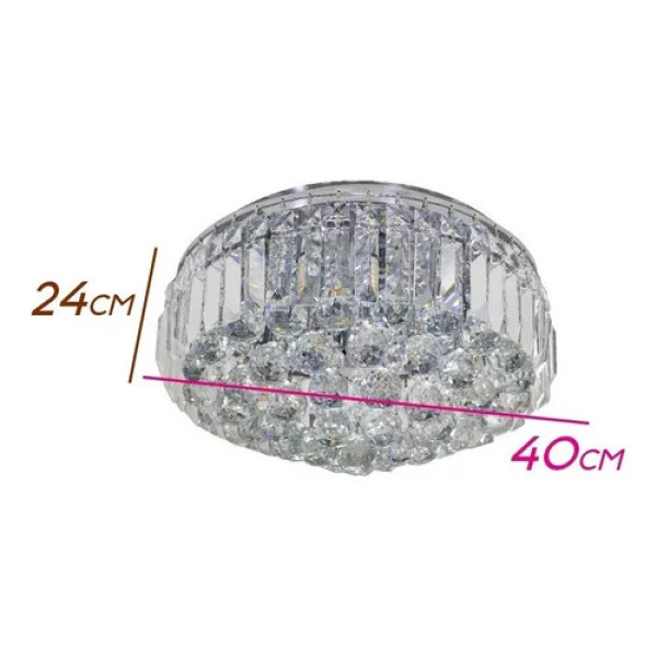PLAFON DE SOBREPOR KRI CROMADO E TRANSPARENTE (D)40CM (A)24CM 5XG9 200W - HU1103
