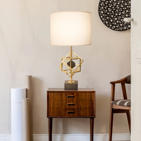 BASE PARA ABAJUR VENETO DOURADO E PRETO (D)22.5CM (A)50CM 1XE27 40W - MI012