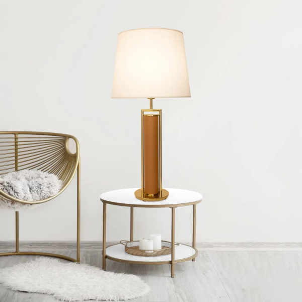 BASE PARA ABAJUR VENETO DOURADO E MARROM (D)20CM (A)60.5CM 1XE27 40W - MI010