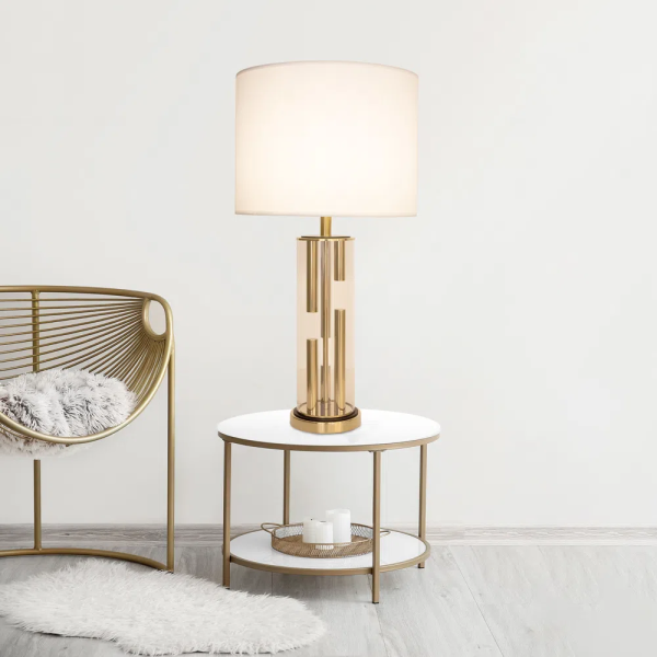 BASE PARA ABAJUR VENETO DOURADO E TRANSPARENTE (D)16CM (A)53CM 1XE27 40W - MI008