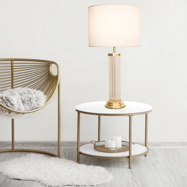 BASE PARA ABAJUR VENETO DOURADO E TRANSPARENTE (D)15.5CM (A)53.5CM 1XE27 40W - MI007