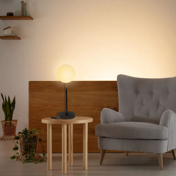 ABAJUR VIVA CROMO NEGRO E BRANCO (D)17CM (A)49CM 1XE27 BOLINHA 5W - SQ007B