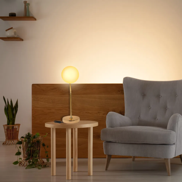 ABAJUR VIVA DOURADO E BRANCO (D)17CM (A)49CM 1XE27 BOLINHA 5W - SQ007