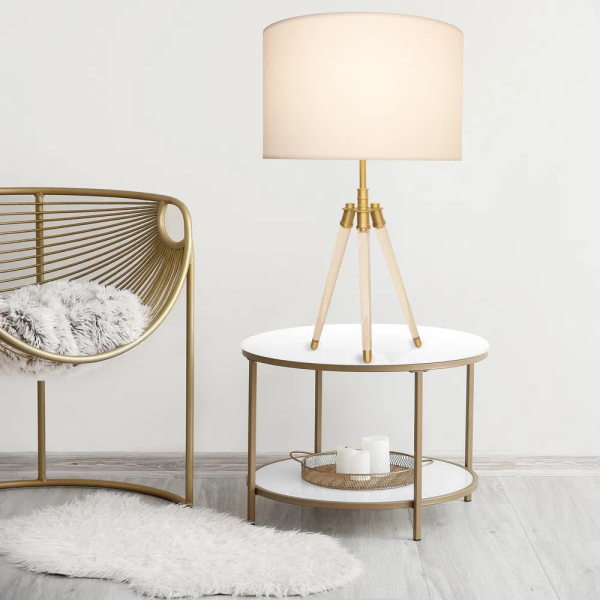 BASE PARA ABAJUR VENETO DOURADO E TRANSPARENTE (C)29.5CM (L)25.5CM (A)59.5CM 1XE27 40W - MI006