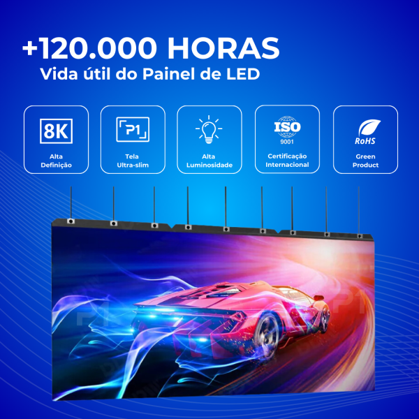 Painel de LED Indoor P0.9, P1.2, P1.5, P1.8 e P2.0 - com Gabinete Fine Pitch 640*480mm  - 6