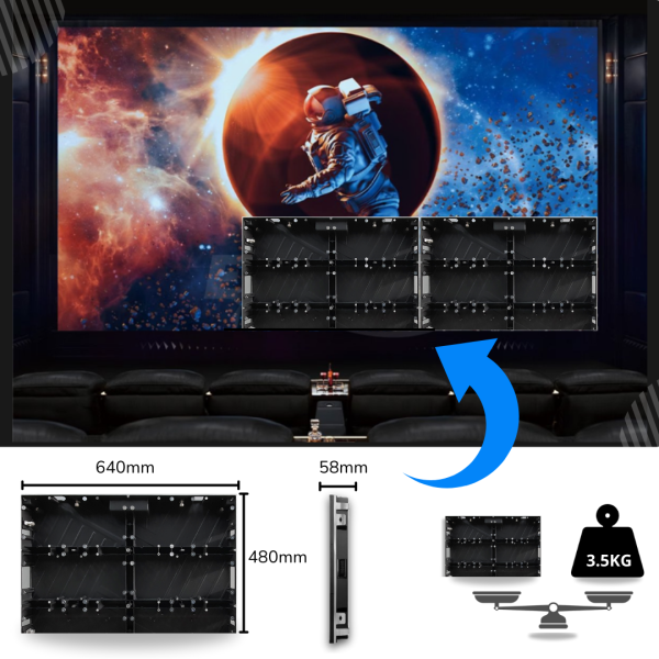 Painel de LED Indoor P0.9, P1.2, P1.5, P1.8 e P2.0 - com Gabinete Fine Pitch 640*480mm  - 4