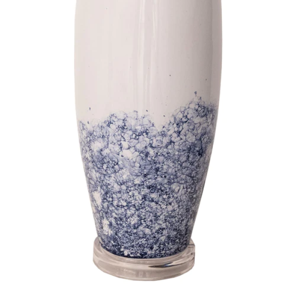 BASE PARA ABAJUR ARTISANO CROMADO E AZUL (D)24CM (A)44CM  1XE27 40W