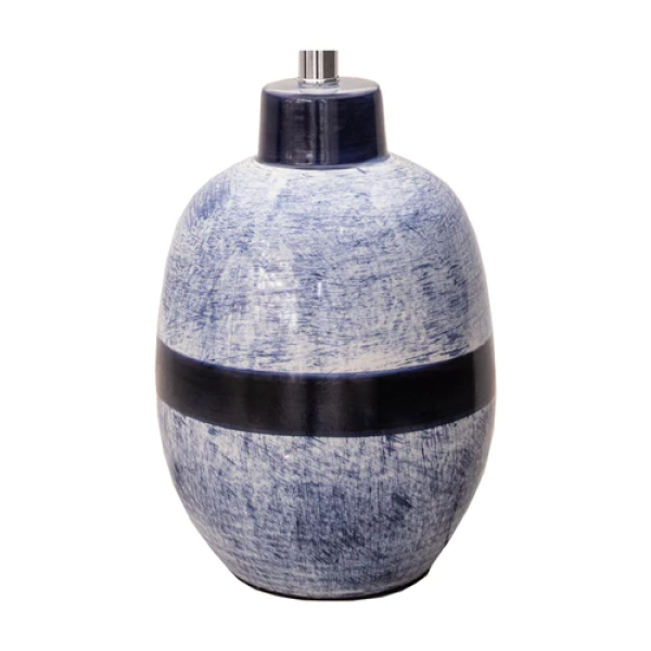 Base Para Abajur Artisano Cromado E Azul (D)20Cm (A)70Cm 1Xe27 40W - HR002