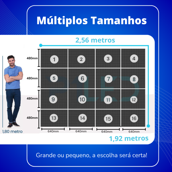 Painel de LED Indoor P0.9, P1.2, P1.5, P1.8 e P2.0 - com Gabinete Fine Pitch 640*480mm  - 3