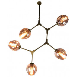PENDENTE ORBE DOURADO E CHAMPAGNE (C)80CM (L)40CM (A)95CM 5XE27 200W - KY001SG
