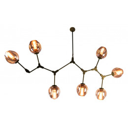 PENDENTE ORBE DOURADO E CHAMPAGNE (C)100CM (L)40CM (A)95CM 7XE27 280W - KY001MG