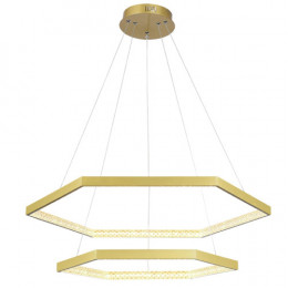 PENDENTE HEX DOURADO E TRANSPARENTE (D)80 + 60CM (A)3.5CM 40W + 30W 3000K 3280LM - GD006