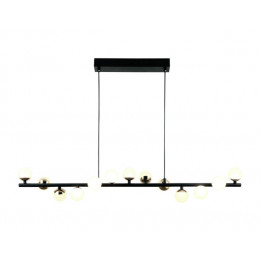 PENDENTE FUXICO DOURADO E PRETO E BRANCO (C)95CM (A)17CM 15X2W 3000K 2400LM - JU007