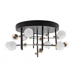PLAFON DE SOBREPOR FUXICO DOURADO E PRETO E BRANCO (D)58CM (A)30CM 15X3W 3000K 2250LM - JU005