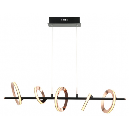 PENDENTE GINGA ROSE GOLD E PRETO E PRETO (C)19CM (L)85CM (A)24.5CM 2 X 4.3W + 3 X 6.1W 3000K 1345LM - BB011