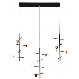 PENDENTE FUXICO DOURADO E PRETO E BRANCO (C)100CM (L)32CM (A)45CM 12X3W 300 - JU002