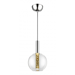 PENDENTE EGEO CROMADO E TRANSPARENTE (D)18CM (A)29CM 1X5W 3000K - HO122