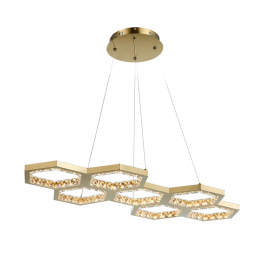 PENDENTE COLMEIA DOURADO E TRANSPARENTE (C)96,5CM (L)41,8CM (A)3CM 1X75W 3000K 3000LM LED