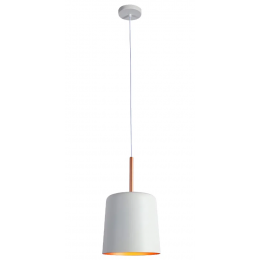 PENDENTE BOT BRANCO E COBRE (D)20CM (A)35CM 1X40W E27