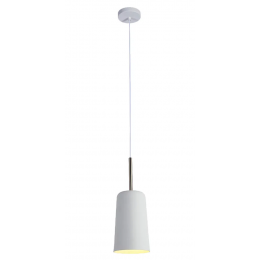 PENDENTE BOT BRANCO E NICKEL (D)13,6CM (A)38CM 1X40W E27