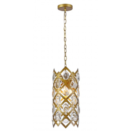 PENDENTE ARCHE D 22CM X 47CM 3XE14 127V / 220V DOURADO E TRANSPARENTE - MR005