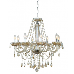 LUSTRE ANJOU CROMADO E CHAMPAGNE (D)68CM (A)68CM 8XE14 320W - JF018A