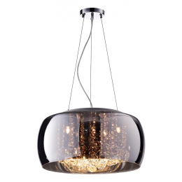 PENDENTE / PLAFON SOHO CROMADO E TRANSPARENTE (D)40CM (A)23CM 5XG9 125W - PD002CR