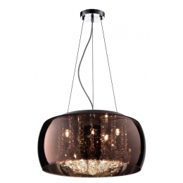 PENDENTE / PLAFON SOHO CROMADO TRANSPARENTE E COBRE (D)40CM (A)23CM 5XG9 125W - PD002CO
