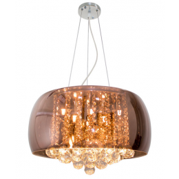 PENDENTE / PLAFON SOHO CROMADO TRANSPARENTE E COBRE (D)50CM (A)28CM 6XG9 150W - PD001CO