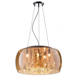 PENDENTE / PLAFON SOHO CROMADO TRANSPARENTE E AMBAR (D)50CM (A)28CM 6XG9 150W - PD001AM